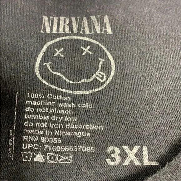 Nirvana Smiley Face Black Short Sleeve Tee Shirt Size 3XL Unisex - Picture 4 of 4